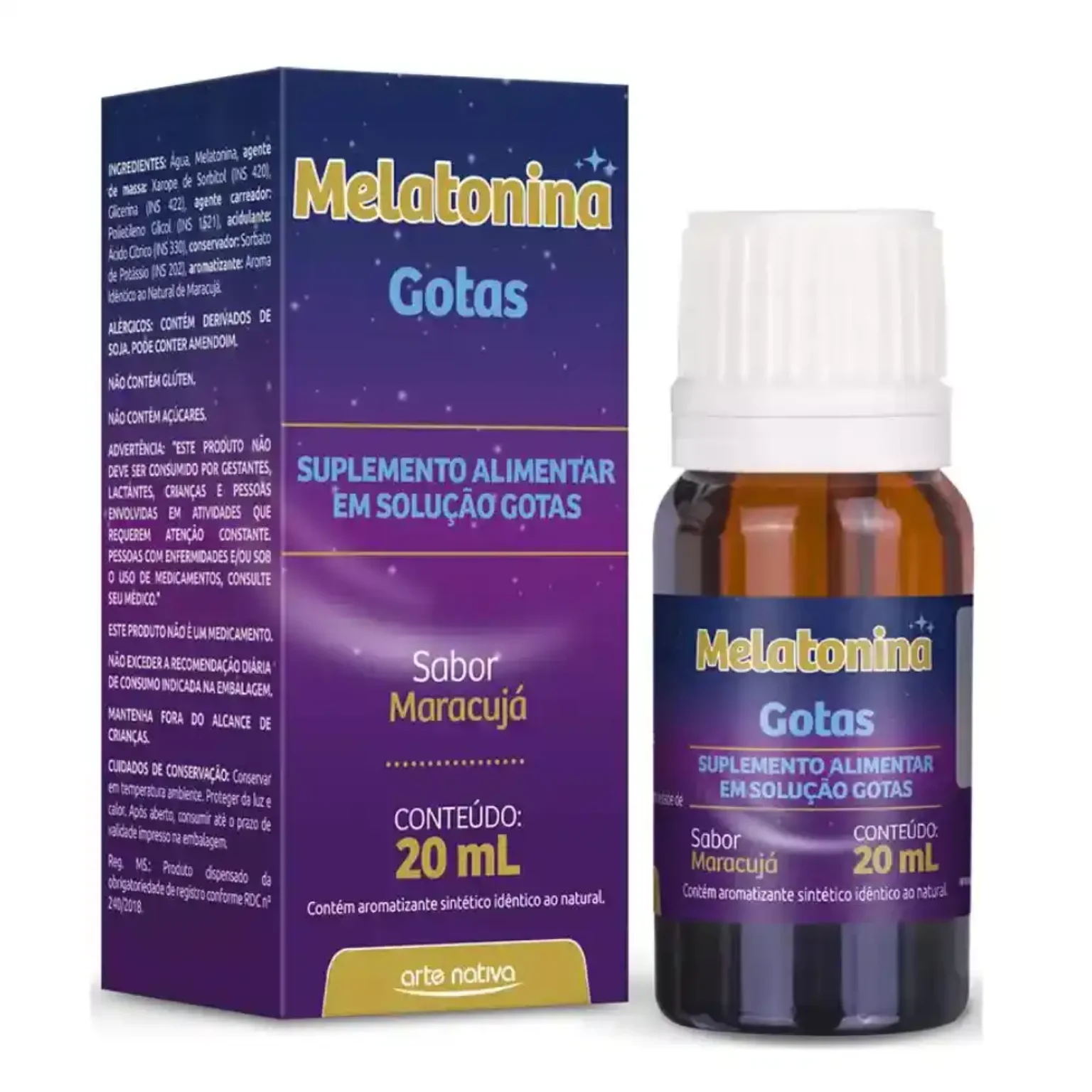 SUPL. MELATONINA GOTAS MARACUJÁ 20ML ARTE NATIVA