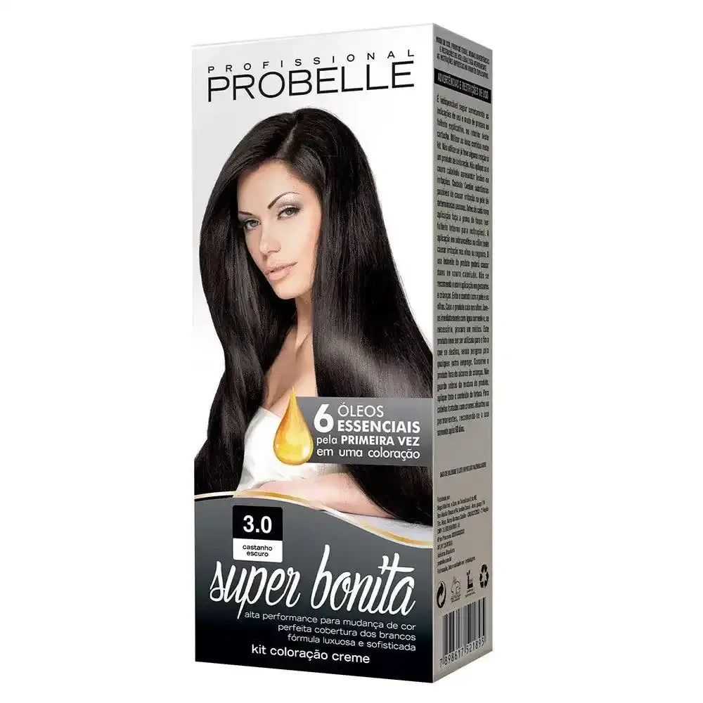 TINTA CABELO SUPER BONITA PROBELLE CASTANHO ESCURO 3.0