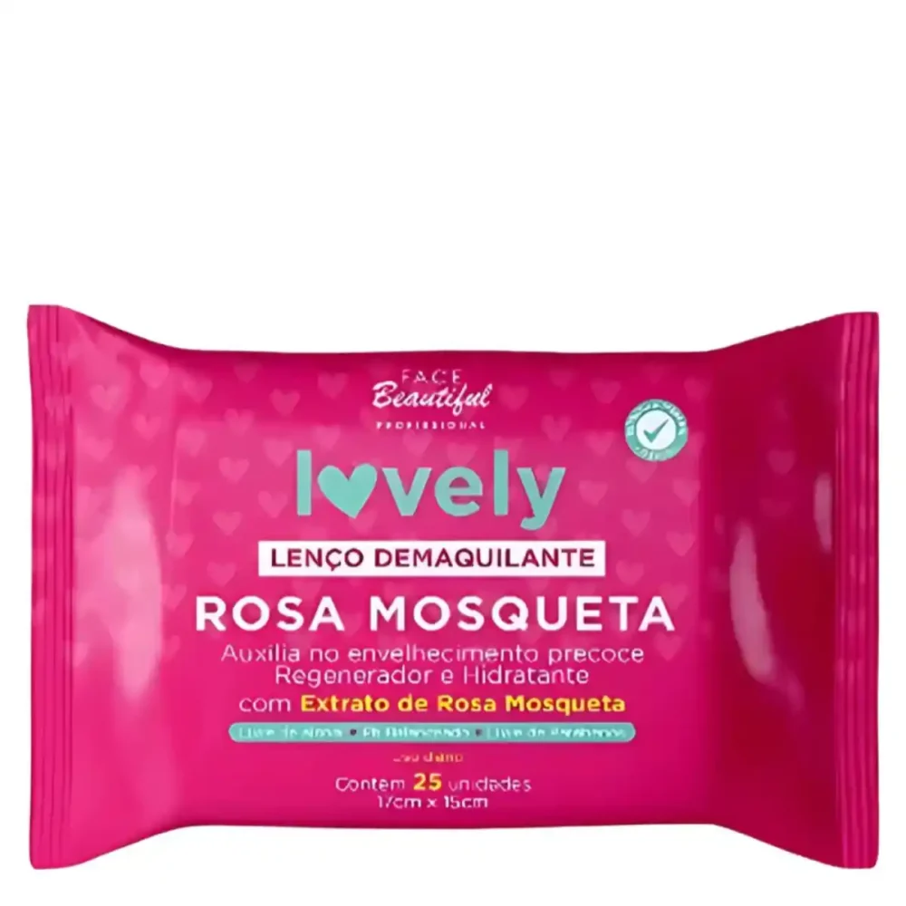 LENÇO DEMAQUILANTE ROSA MOSQUETA LOVELY C/ 25