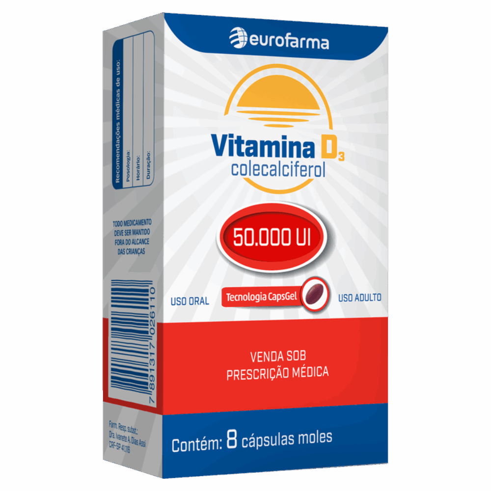 VITAMINA D COLECALCIFEROL 50.000UI CAPSGEL C/ 4 EUROFARMA