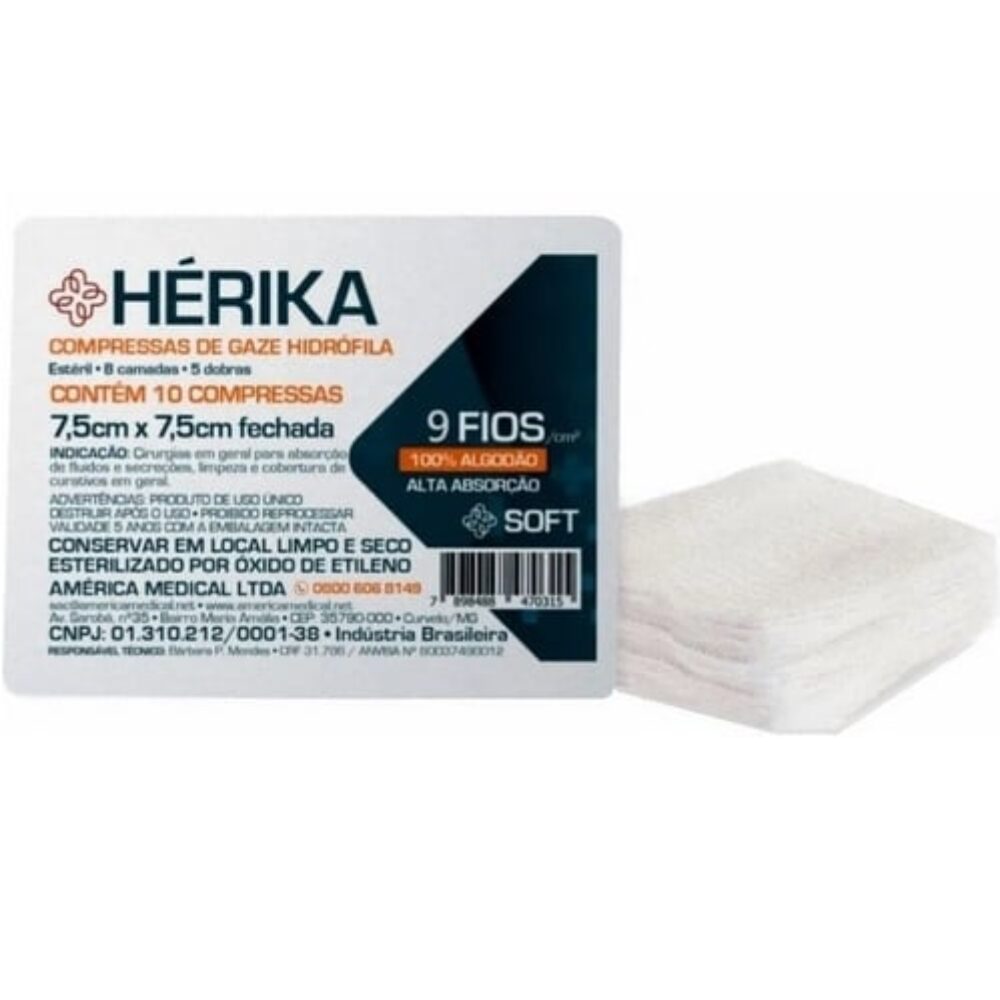 COMPRESSA GAZE HÉRIKA 9 FIOS C/10