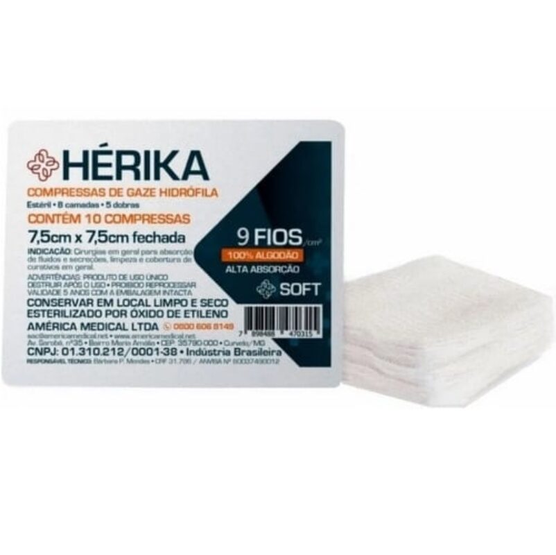 COMPRESSA GAZE HÉRIKA 9 FIOS C/10