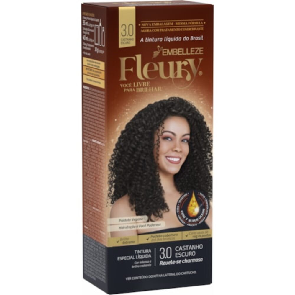 TINTA CABELO FLEURY EMBELLEZE CASTANHO ESCURO 3.0