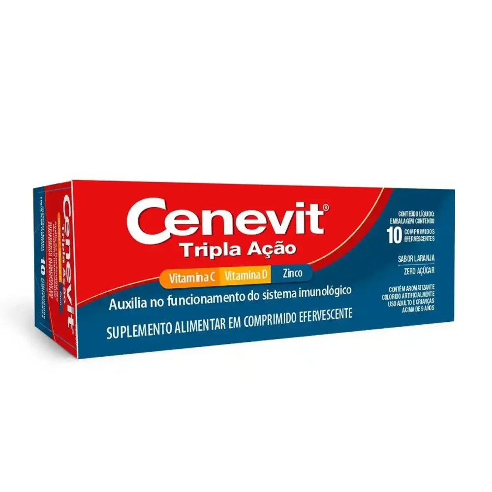 CENEVIT TRIPLA AÇÃO VITAMINAS C / ZINCO / D + IMUNIDADE C/ 10 COMPR. EFERVENSCENTES