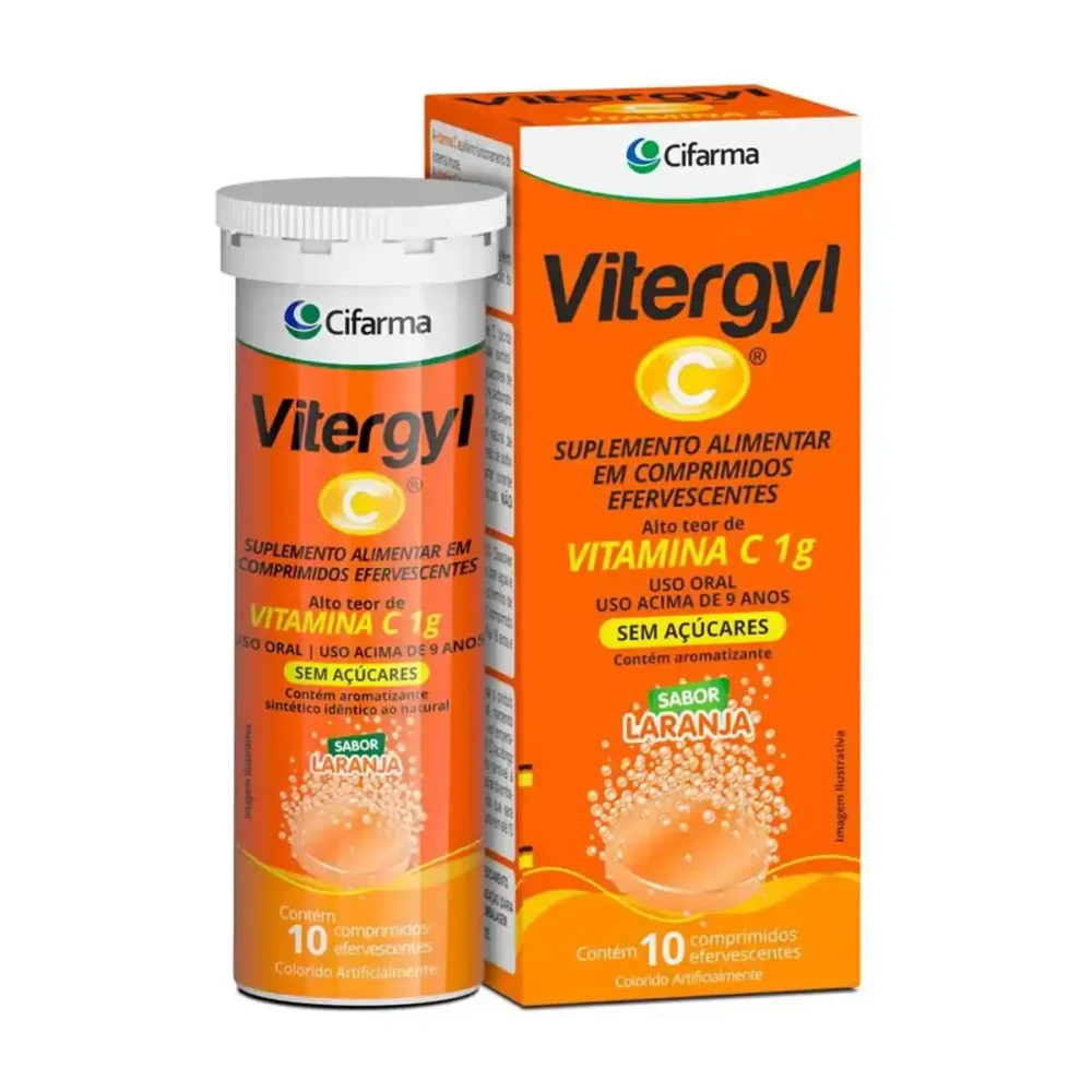 SUPL. VITERGYL VITAMINA C 1G C/ 10 COMPR. EFERVESCENTES CIFARMA