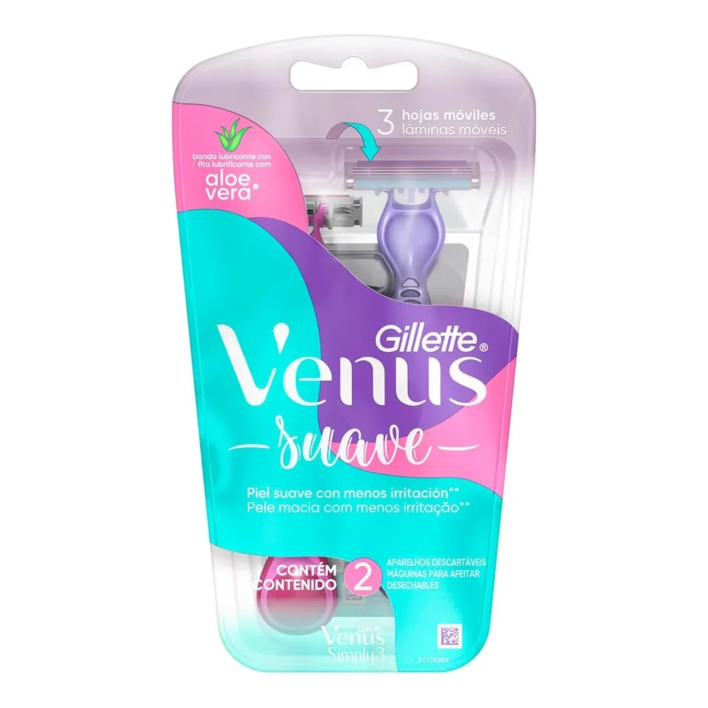APARELHO GILETTE VENUS FEMININO 3 LÂMINAS C/ 2
