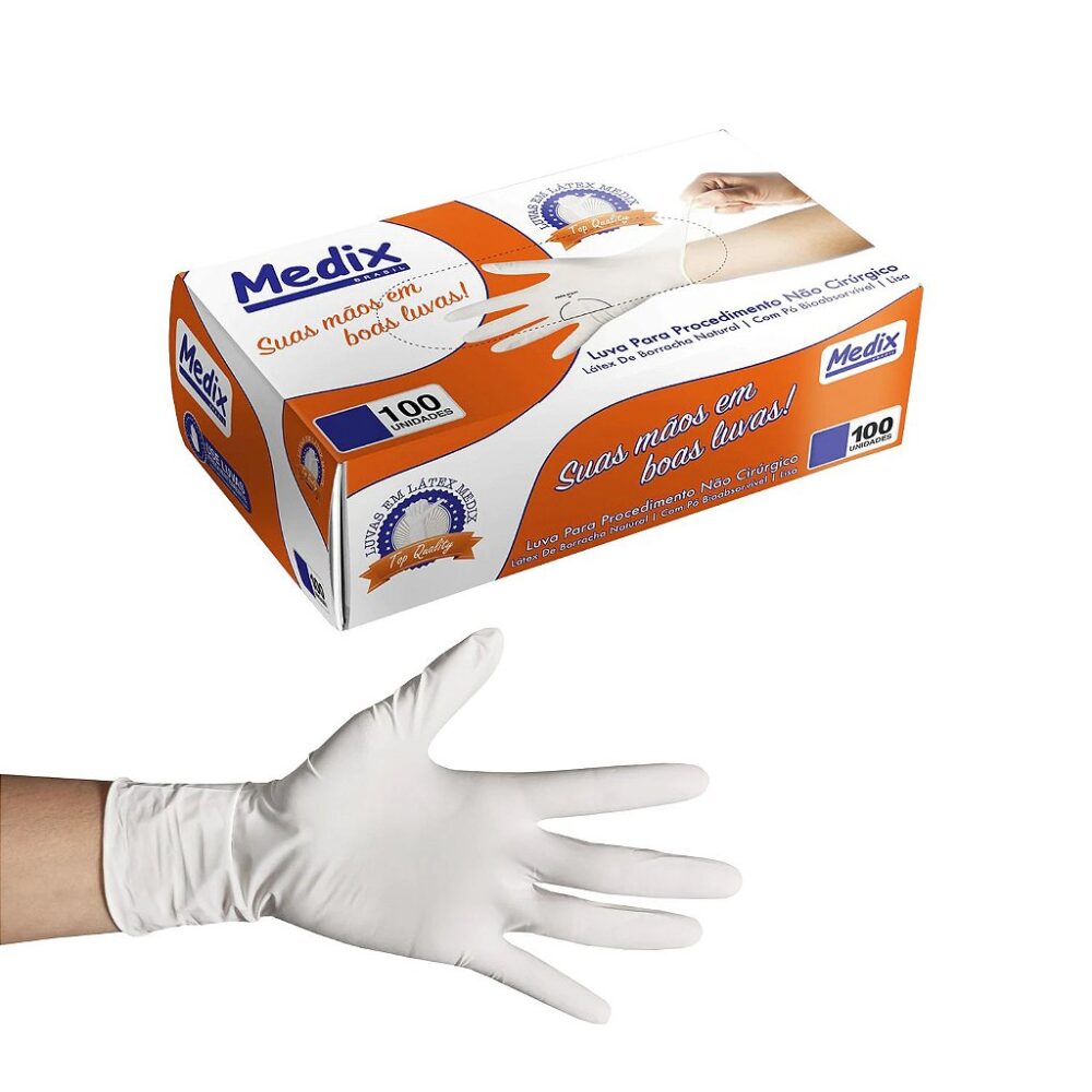 LUVAS DE LÁTEX TAM. G MEDIX SAÚDE COM 100 UNID. COM PÓ