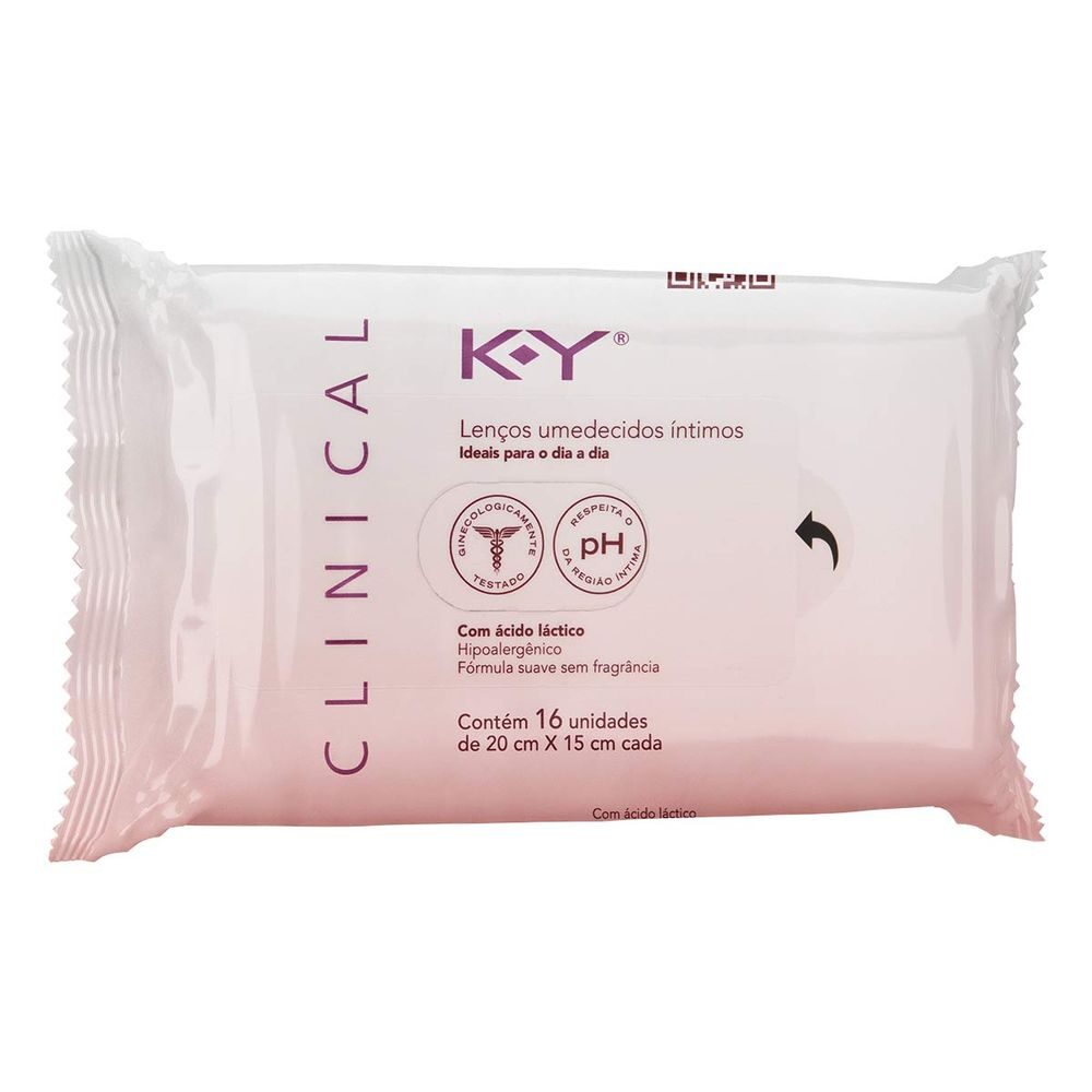 LENÇOS UMEDECIDOS ÍNTIMOS K-Y CLINICAL C/ 16