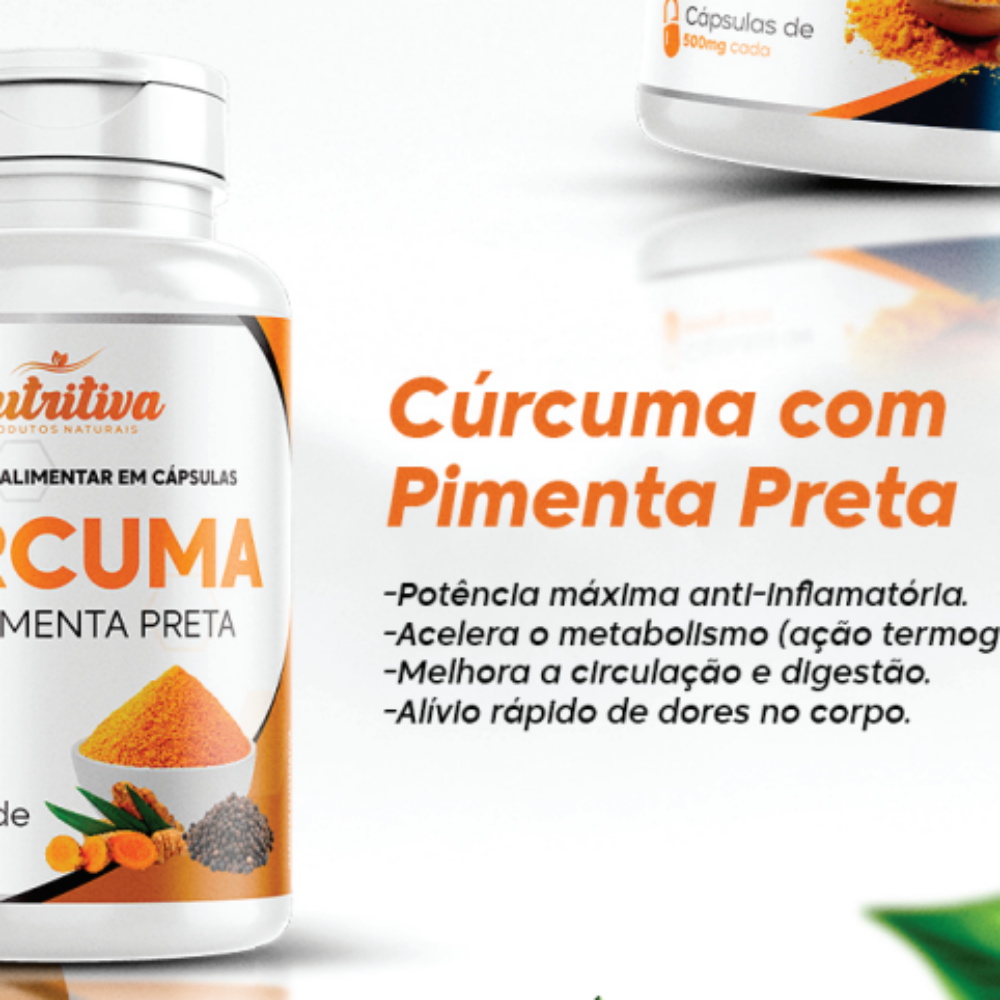 CÚRCUMA C/ PIMENTA PRETA 500MG C/  60 CAP. NUTRITIVA