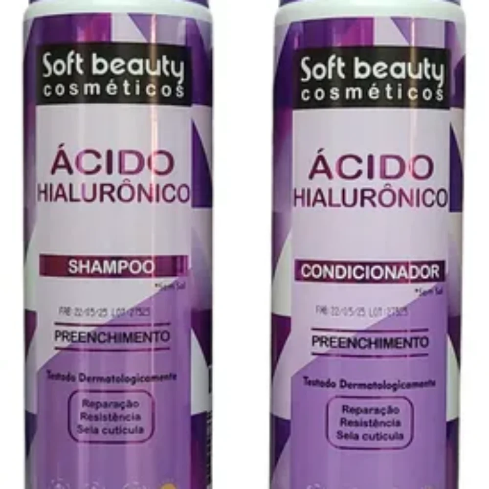 KIT SHAMPOO + CONDICIONADOR ÁCIDO HIALURÔNICO 300ML SOFT BEAUTY