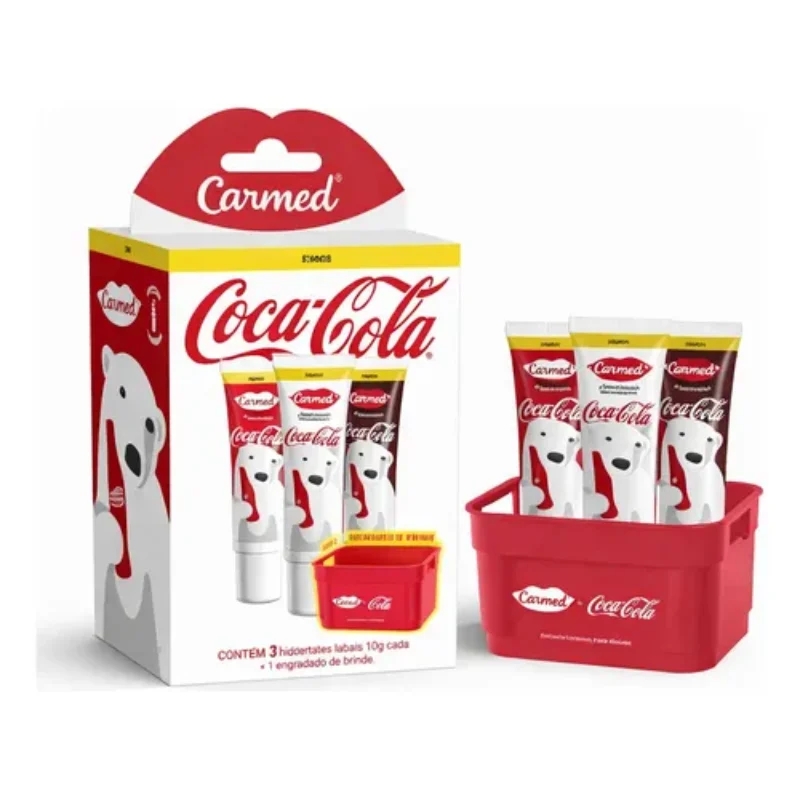 KIT CARMED COCA COLA C/ 3 BISNAGAS 10G + 1 ENGRADADO CIMED