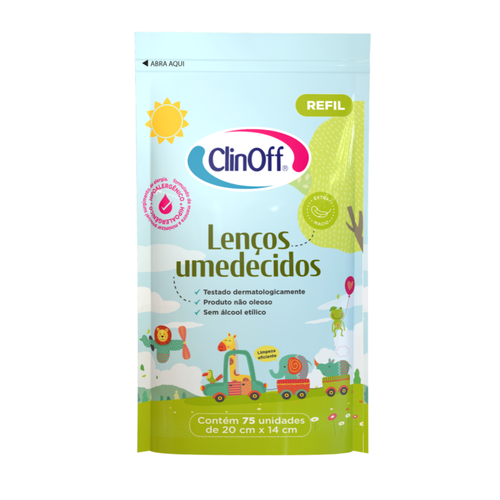 LENÇOS UMEDECIDOS CLINOFF C/ 75 UNID. REFIL