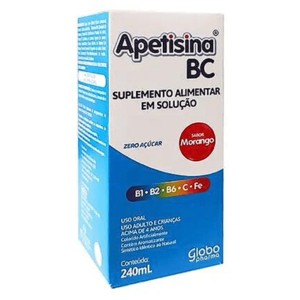 SUPL. APETISINA BC MORANGO ZERO 249ML GLOBO PHARMA