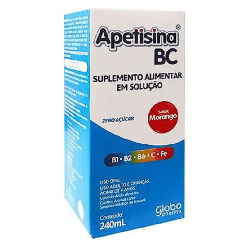 SUPL. APETISINA BC MORANGO ZERO 249ML GLOBO PHARMA