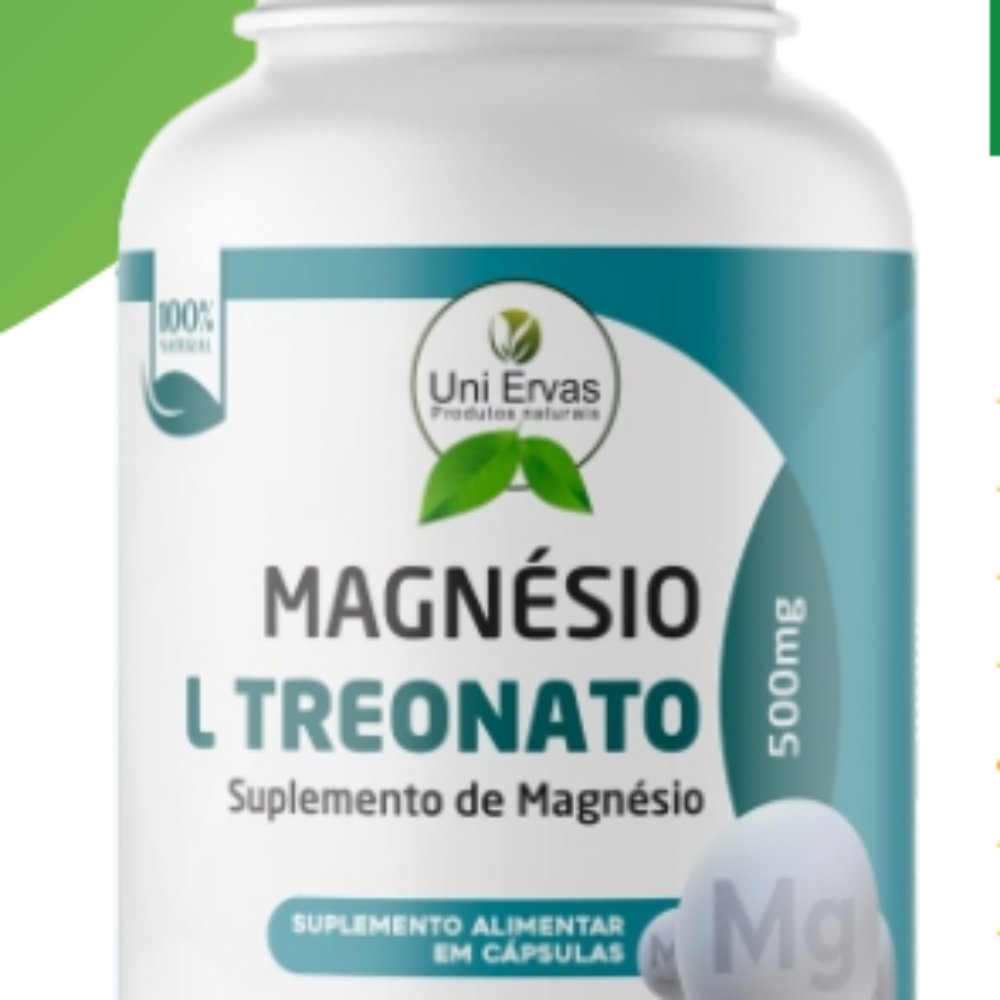 SUPL. NATURAL MAGNÉSIO TREONATO 500MG 60 CAP. UNI ERVAS