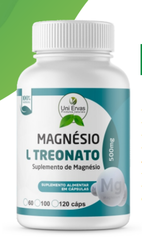 SUPL. NATURAL MAGNÉSIO TREONATO 500MG 60 CAP. UNI ERVAS