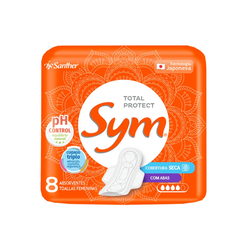 ABSORVENTE HIG. SYM C/ ABAS SECA  C/ 8 UNID.