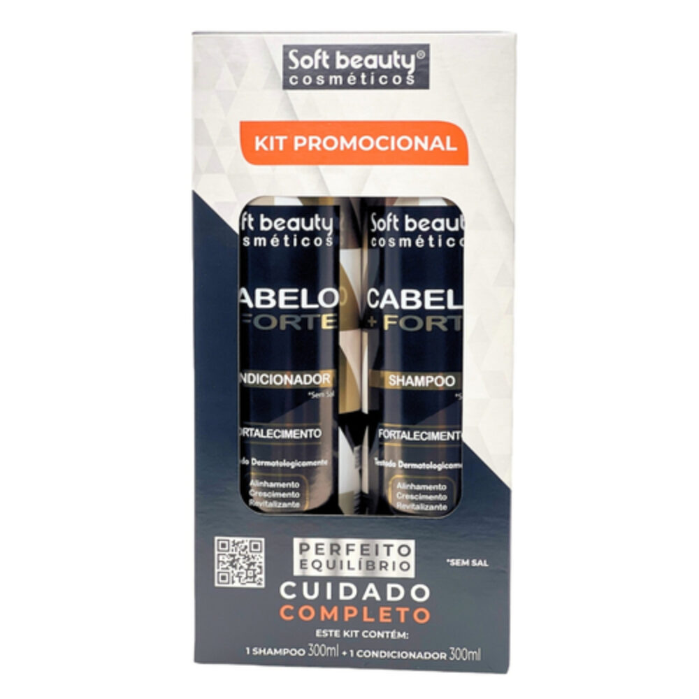 KIT SHAMPOO + CONDICIONADOR CABELO + FORTE 300ML SOFT BEAUTY