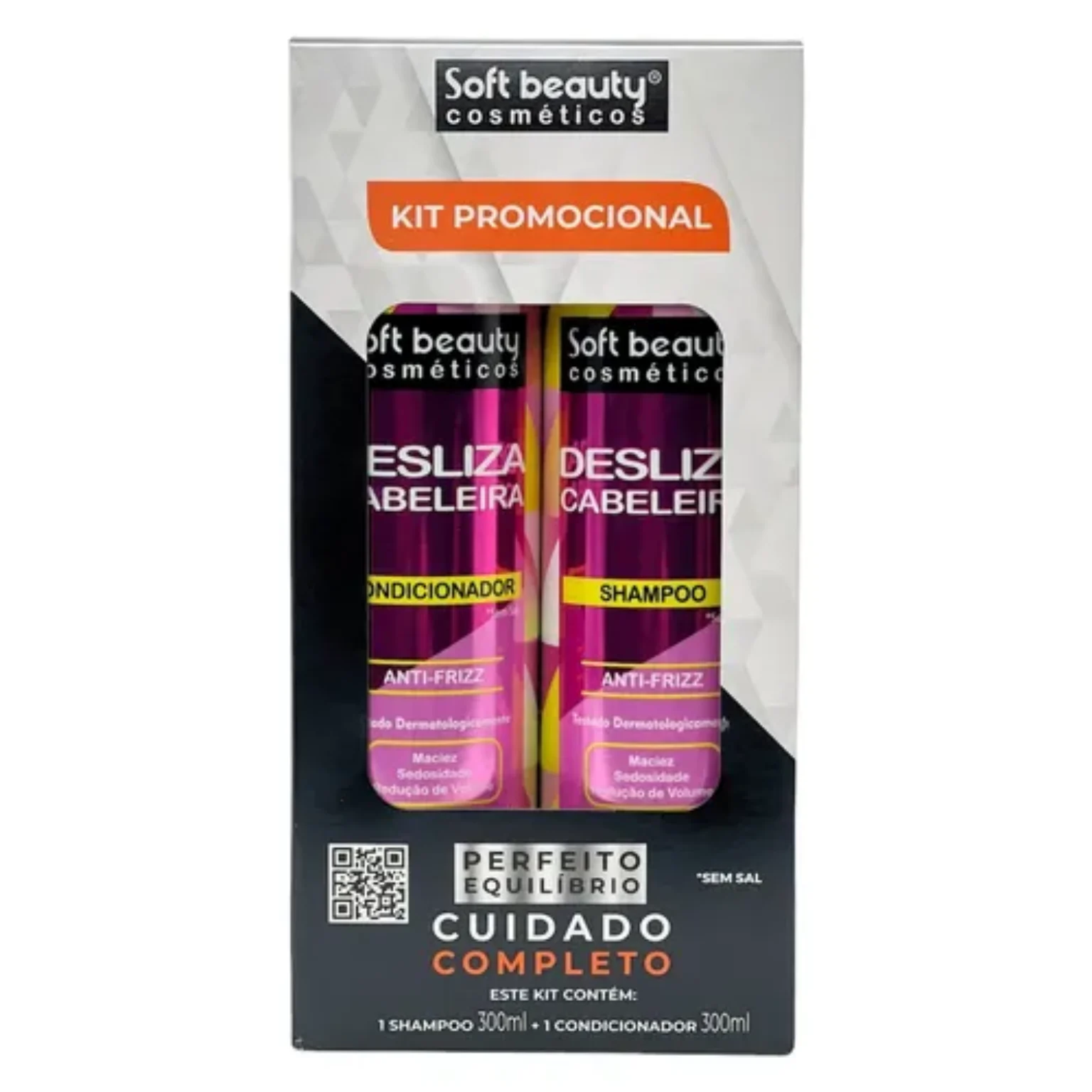 KIT SHAMPOO + CONDICIONADOR DESLIZA CABELEIRA 300ML SOFT BEAUTY