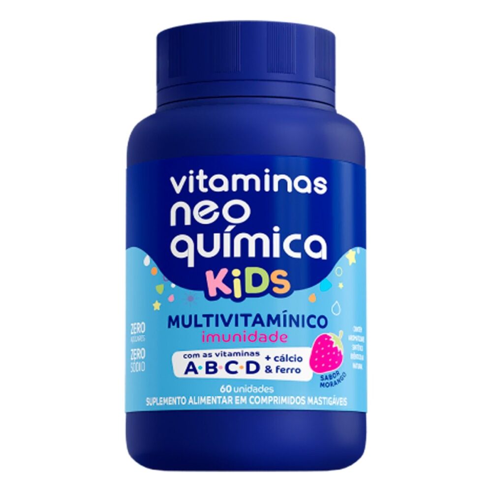 MULTIVITAMÍNICO IMUNIDADE KIDS 60 COMPR. MASTIGÁVEIS MORANGO NEO QUÍMICA