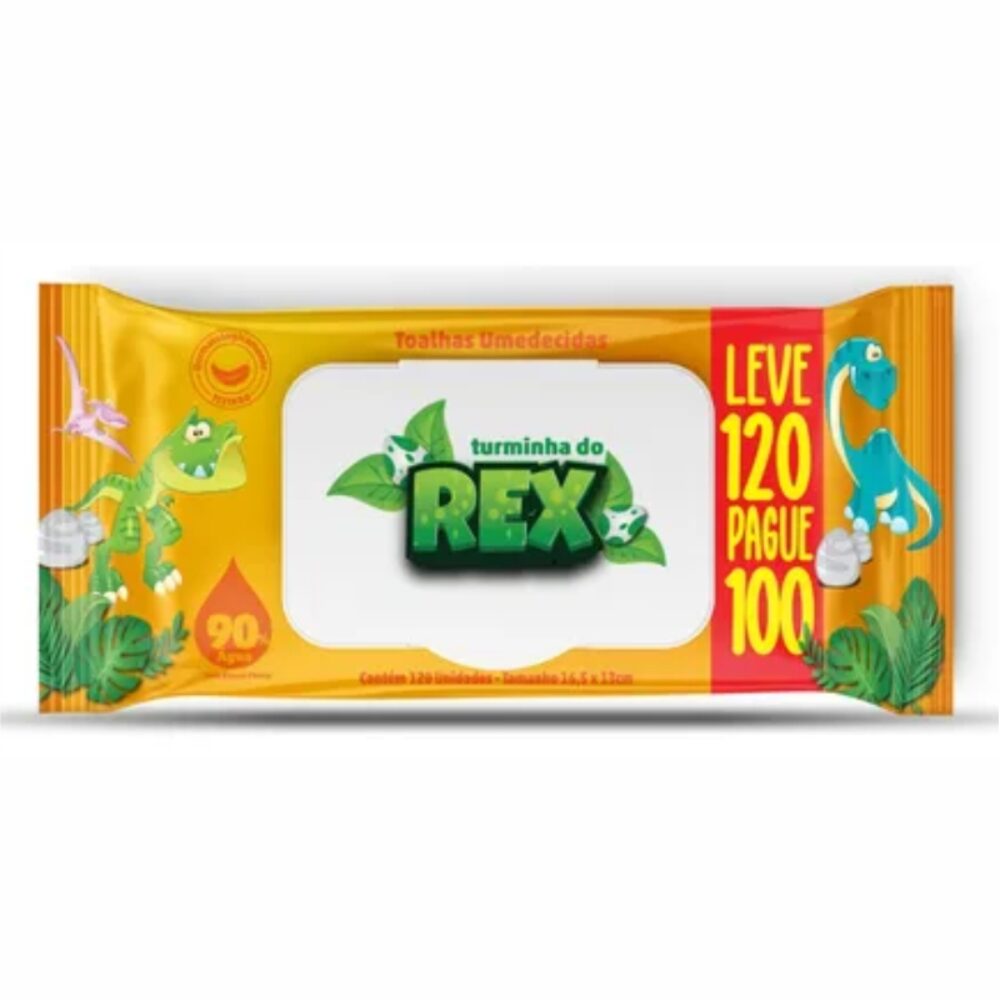TOALHAS UMEDECIDAS TURMINHA DO REX 120UN 16,5 X13CM