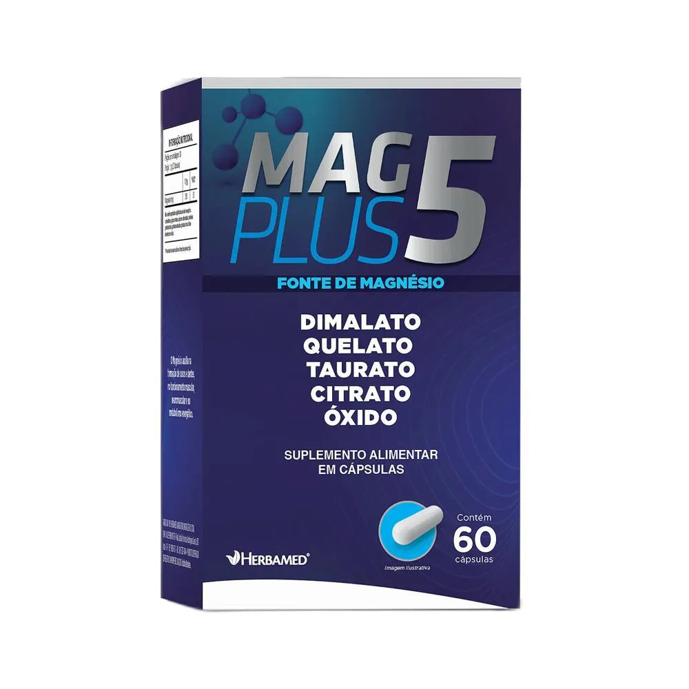 SUPL. MAGNÉSIO MAGPLUS 5 C/ 60 CAP. HERBAMED