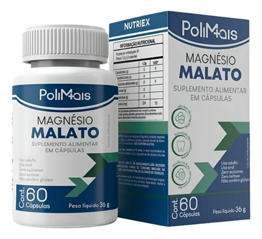 SUPL. MAGNÉSIO MALATO C/ 60 CAP. POLIMAIS
